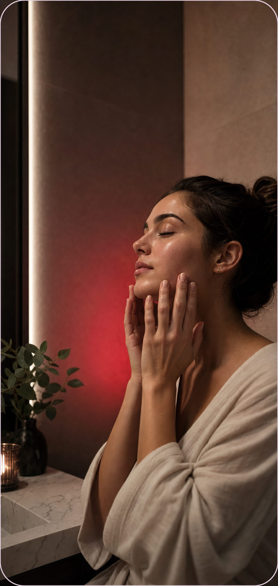 Roter Glow in einem Self-Care-Ritual
